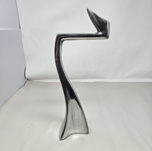 Vintage Matthew Hilton Cast Silver Tone Aluminum Postmodern Candlestick Holder - Picture 4 of 11